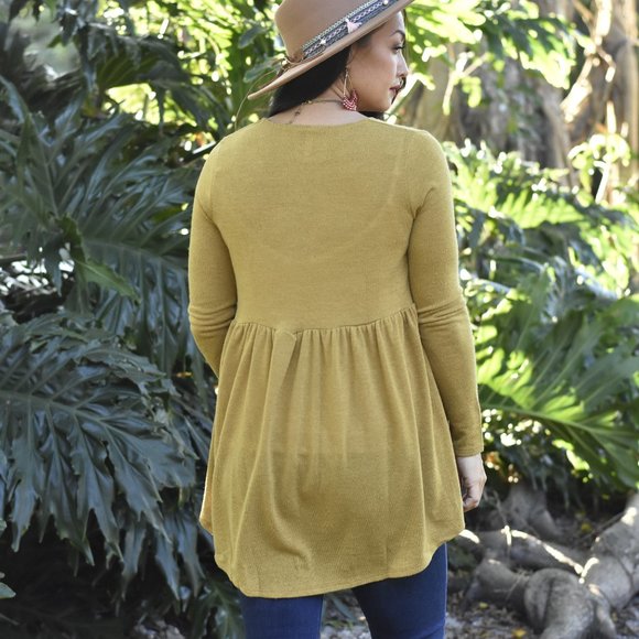 Open Front Mustard Cardigan - Picture 2 of 2